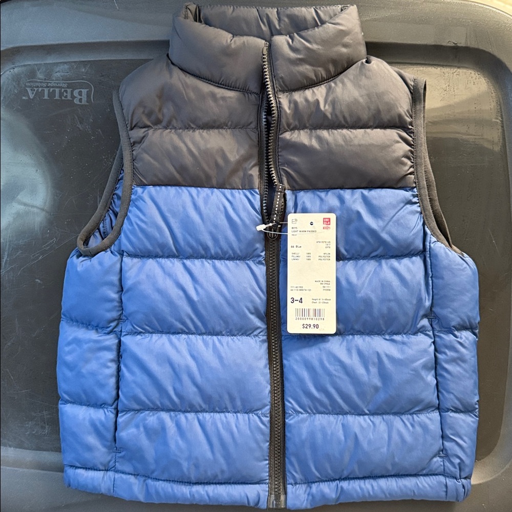 Uniqlo Kids Blue and Black Puffer Vest